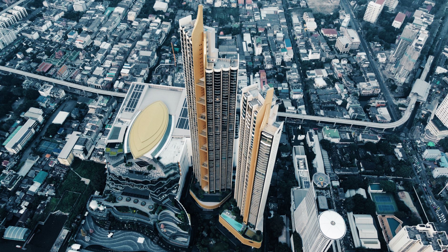 aerial view of skyscrapers in bangkok